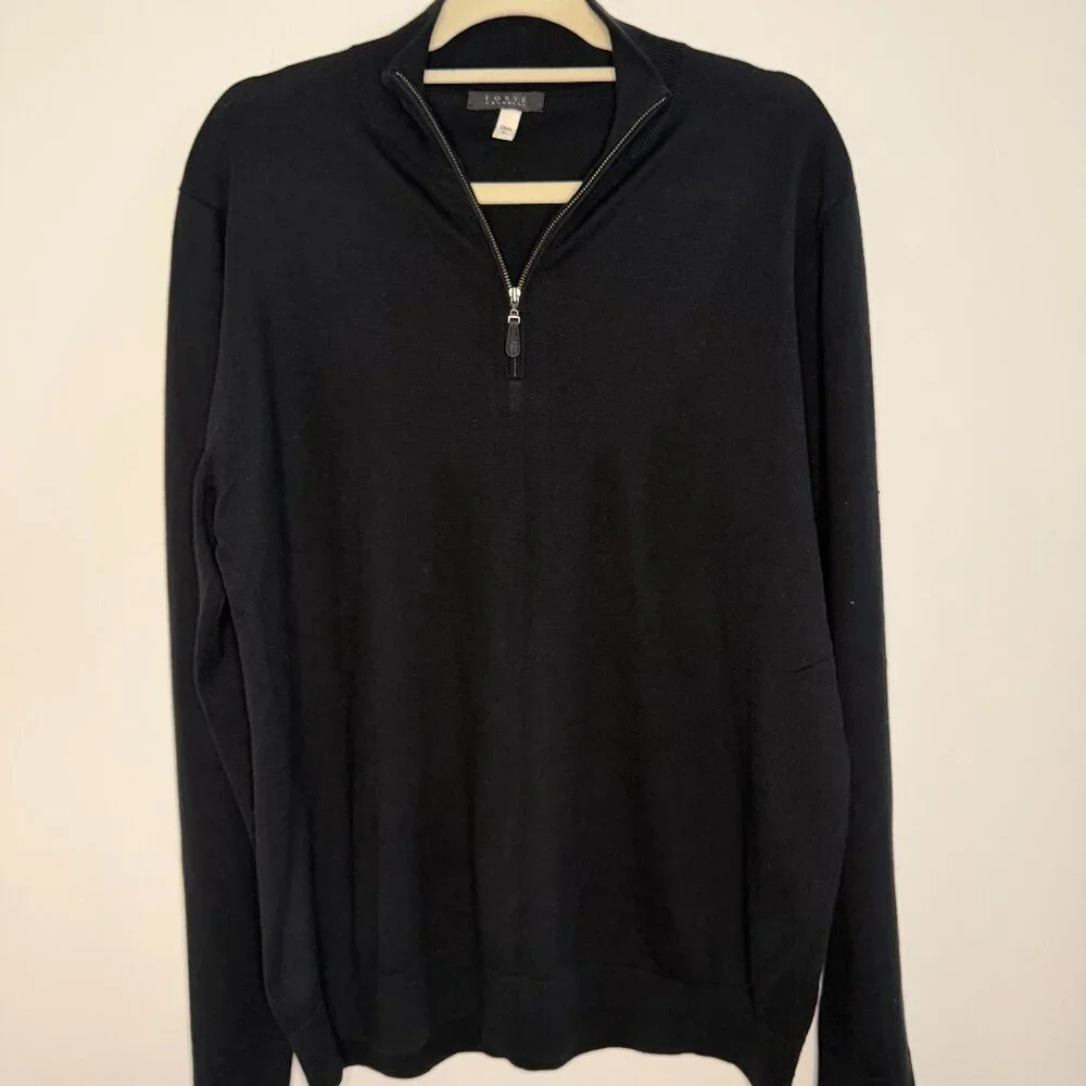 Forte Cashmere Silk Blend Mock Neck Quarter Zip Sweater Classic Preppy - Large